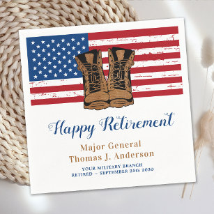 Military Army American Flag Boots Retirement Party Napkin