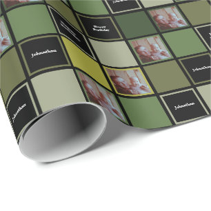 Military Army Green - Custom Name Text Photo Image Wrapping Paper