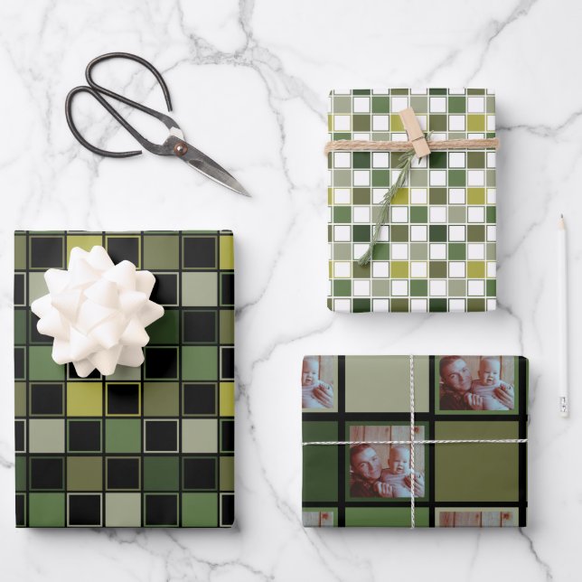 Military Army Green - Custom Photo Image Wrapping Paper Sheet (Front)