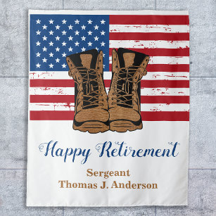 Military Army Retirement American Flag Patriotic Tapestry