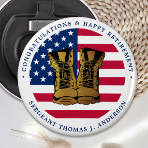 Military Army Retirement Party USA American Flag  Bottle Opener