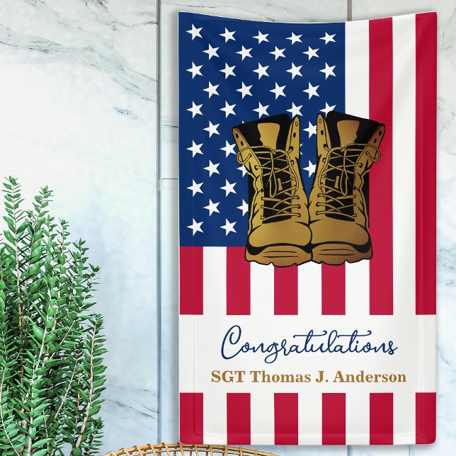 Military Army Retirement Patriotic American Flag Banner (Creator Uploaded)