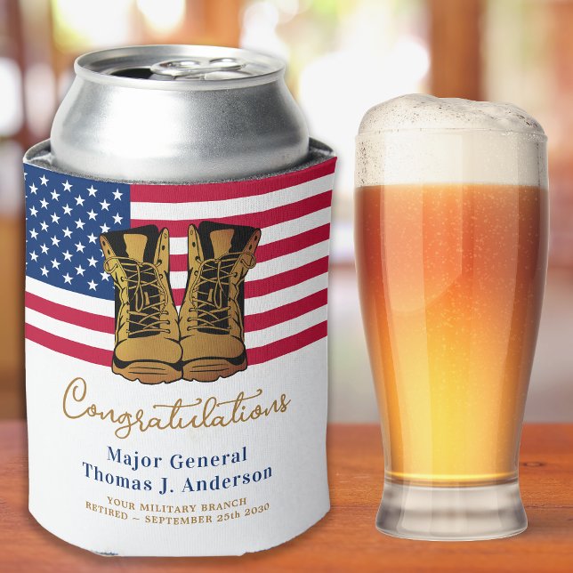 Military Army Retirement USA American Flag Party Can Cooler (Creator Uploaded)