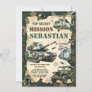 Military Army Soldier Boys Kids Birthday Invitation