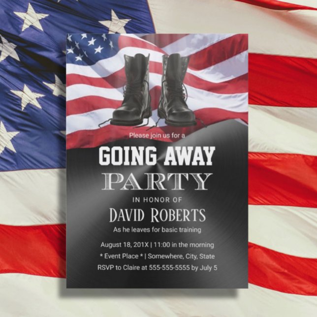 Military Army Solider Going Away Party Metallic Invitation (Creator Uploaded)