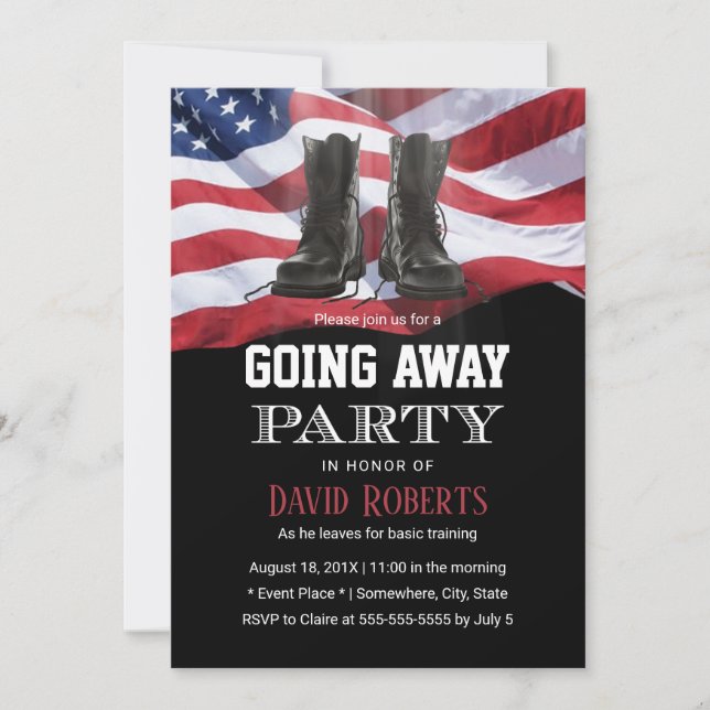 Military Army Solider Going Away Party USA Flag Invitation (Front)