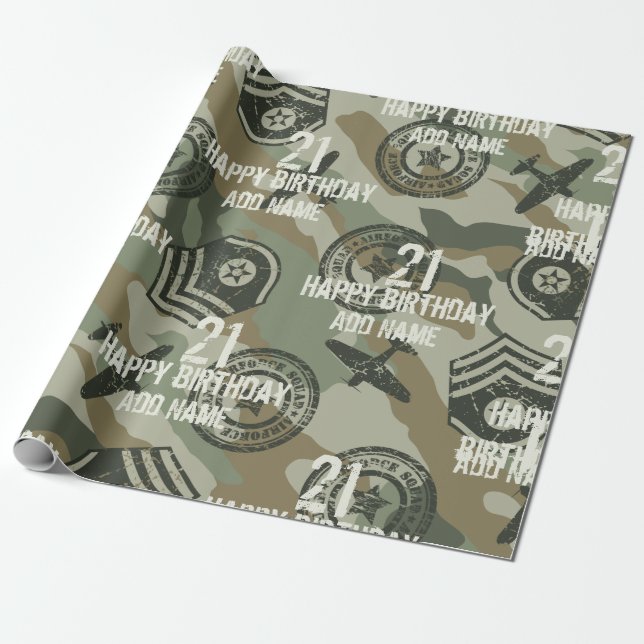 Military badges wrapping paper (Unrolled)
