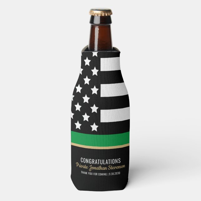 Military Basic Training Patriotic Graduation Party Bottle Cooler (Bottle Front)