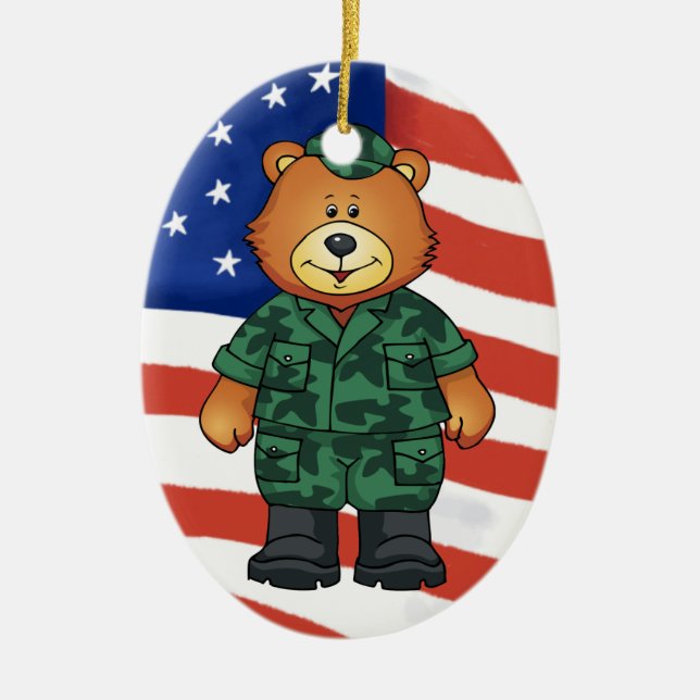 Military Bears Ceramic Tree Decoration (Front)