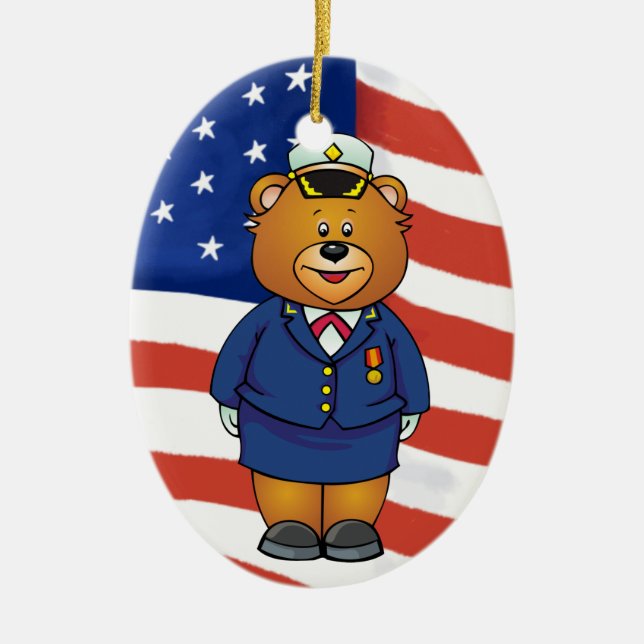 Military Bears Ceramic Tree Decoration (Front)