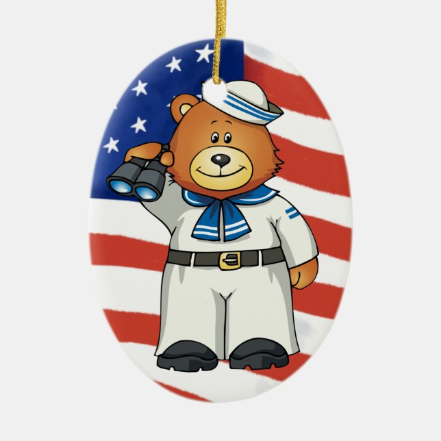 Military Bears Ceramic Tree Decoration (Front)