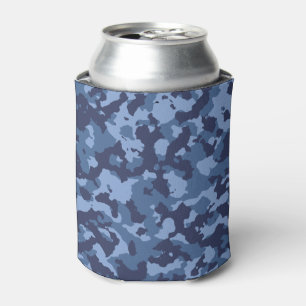 Military Blue Camo Camouflage Pattern Can Cooler