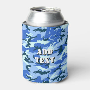Military Blue Camouflage Pattern Can Cooler