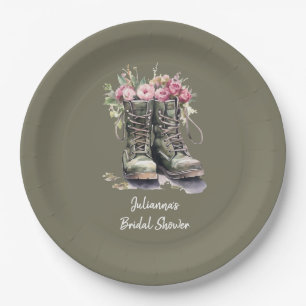 Military Boots Themed Bridal Shower Paper Plate