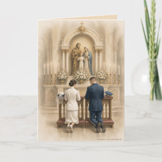 Military Bride and Groom Kneeling at Altar Wedding Invitation