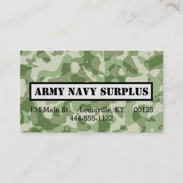 Military Camo Business Card (Front)