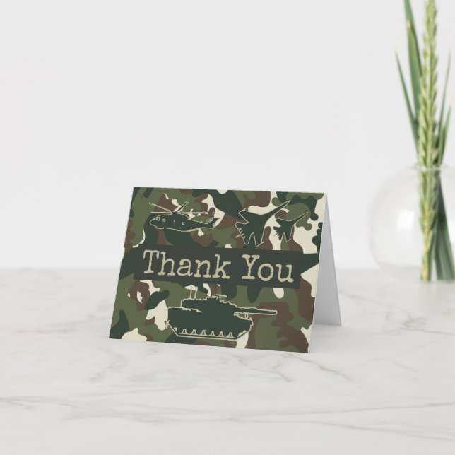 Military Camo Folded Thank You Note Cards (Front)