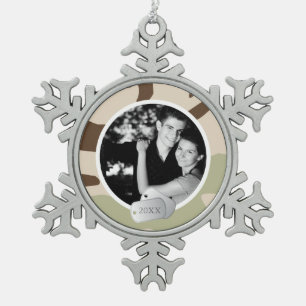 Military Camo Pattern and Dog Tags Christmas Snowflake Pewter Christmas Ornament