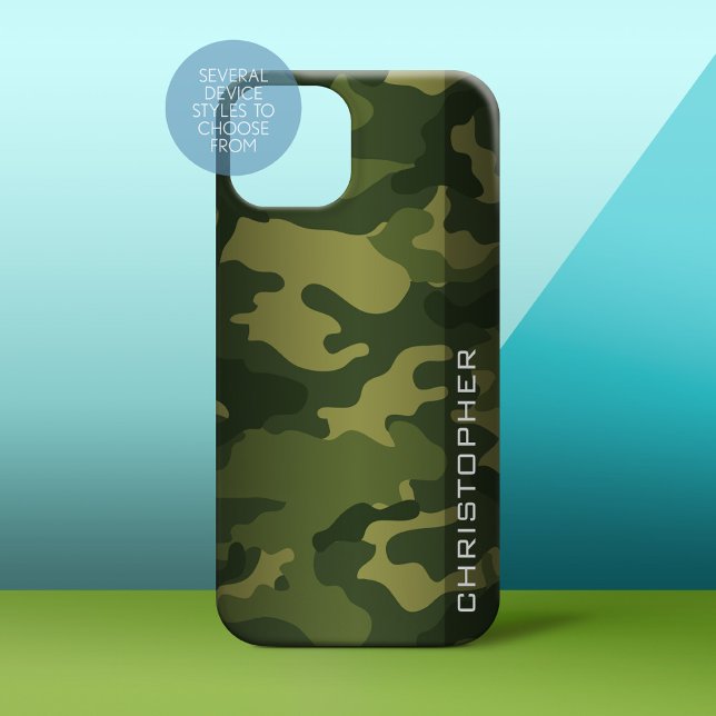 Military Camo Pattern Green with name (Personalized Phone Case)
