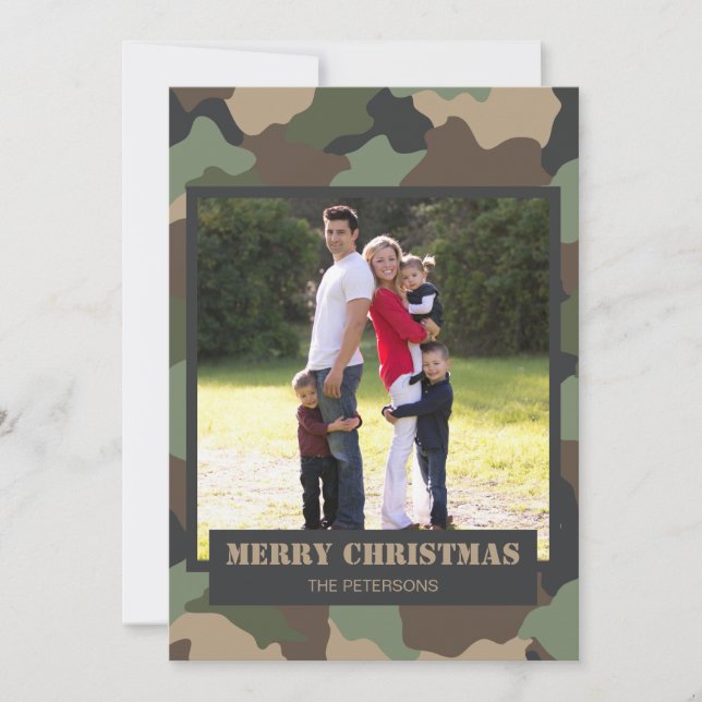 Military Camouflage Camo Christmas Family Photo Holiday Card (Front)