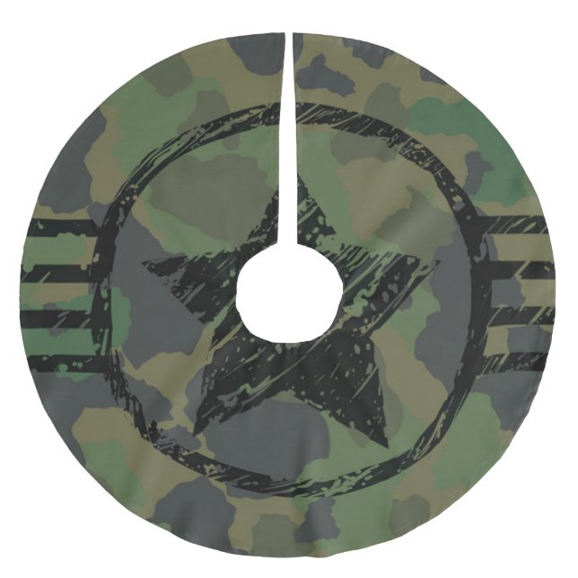 military camouflage design brushed polyester tree skirt (Front)