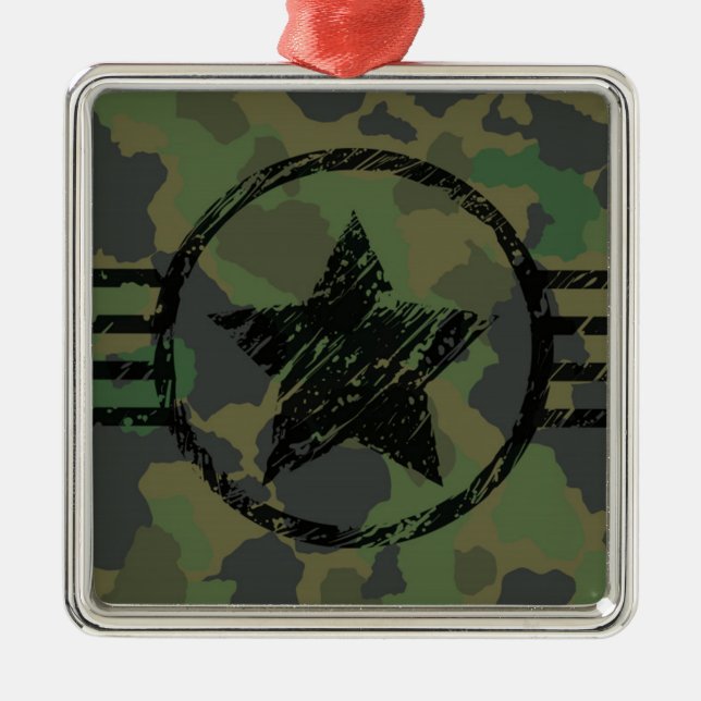 military camouflage design metal tree decoration (Front)