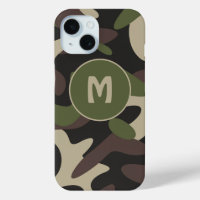 Military Camouflage Green Brown Pattern Monogram