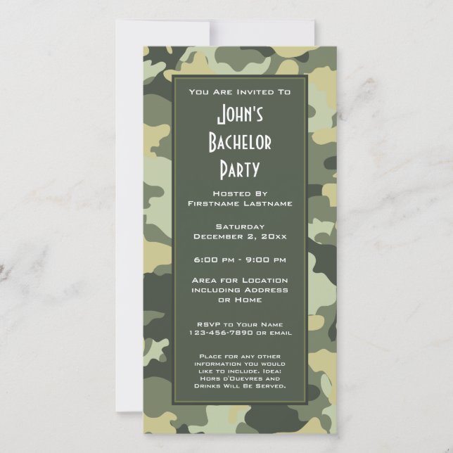 Military Camouflage Party Invitation (Front)