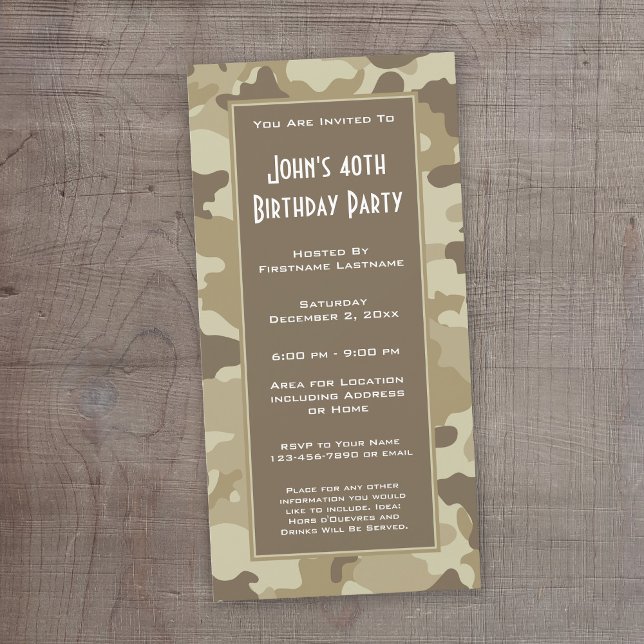 Military Camouflage Party  Invitation (Camouflage Birthday Invitation or Other Party!)