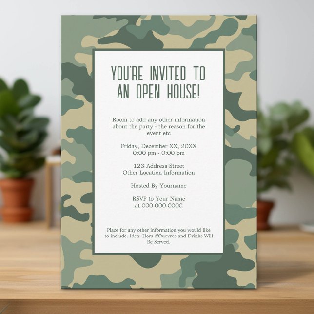 Military/Camouflage Party Invitation (Custom Invitation)
