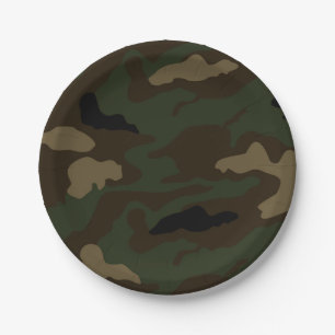 military camouflage pattern army soldier uniform k paper plate