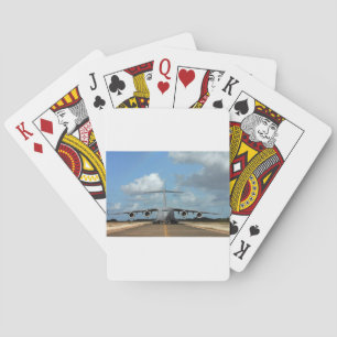 Military cargo plane landing playing cards