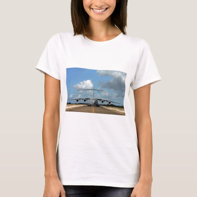 Military cargo plane landing T-Shirt (Front)