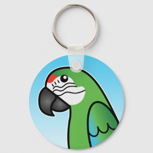 Military Cartoon Macaw Parrot Bird Key Ring