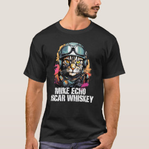 Military Cat in Pilot Uniform a Funny Cat in Aviat T-Shirt
