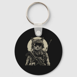 Military Cat Tactical Gear Veteran Soldier Gift Id Key Ring