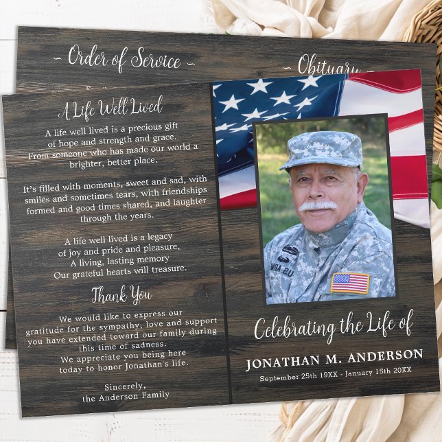 Military Celebration Life Budget Funeral Program (Creator Uploaded)