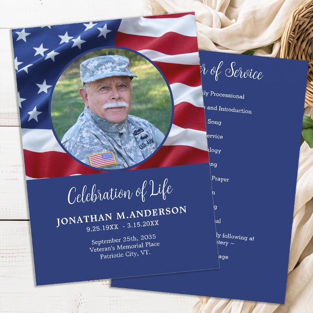 Military Celebration Of Life Veteran Flag Funeral Invitation (Creator Uploaded)