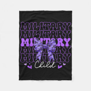 Military Child Coquette Bow Purple Up Camo Kids Bo Fleece Blanket