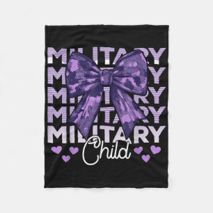 Military Child Coquette Bow Purple Up Camo Kids Bo Fleece Blanket
