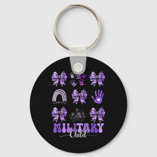 Military Child Coquette Bow Purple Up Camo Kids Bo Key Ring
