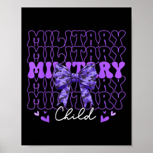 Military Child Coquette Bow Purple Up Camo Kids Bo Poster