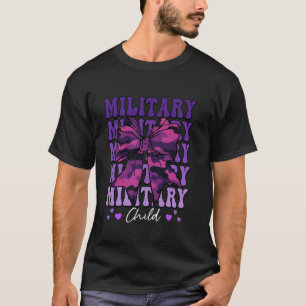Military Child Coquette Bow Purple Up Camo Kids Bo T-Shirt