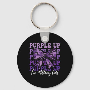 Military Child Coquette Bow Purple Up For Military Key Ring