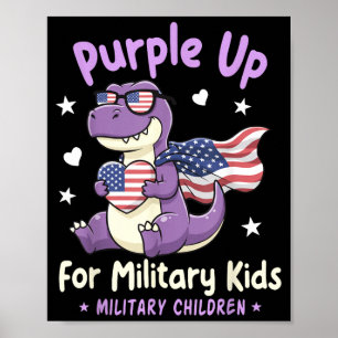 Military Child Dinosaur Purple Up for Military Poster