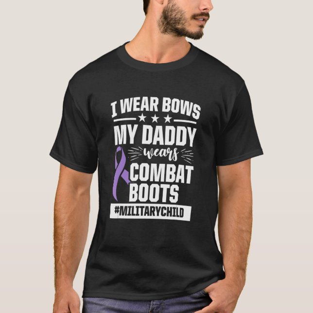 Military Child Month Purple Up Daddy Boots_1 T-Shirt (Front)