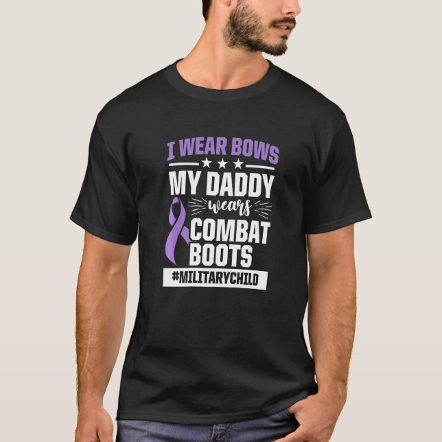 Military Child Month Purple Up Daddy Boots  2 T-Shirt (Front)
