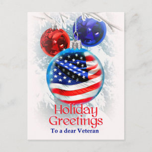 Military Christmas American Flag to Veterans Postcard