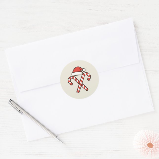 Military Christmas Candy Cane Santa Sticker (Envelope)