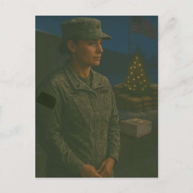 Military Christmas Female Soldier Honour Postcard (Front)